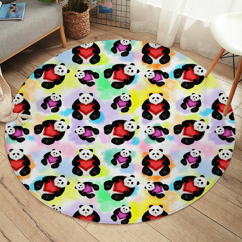 Image of Multi Love Panda Gradient Theme SWYD5180 Round Rug
