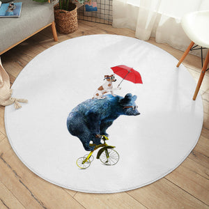 Funny Sunglass Dog & Bear On Bike SWYD5181 Round Rug