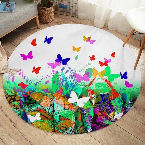 Image of Colorful Butterflies SWYD5183 Round Rug