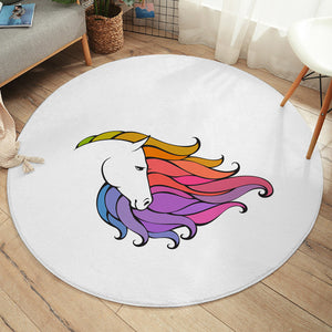 Colorful Unicorn Hair White Theme SWYD5184 Round Rug