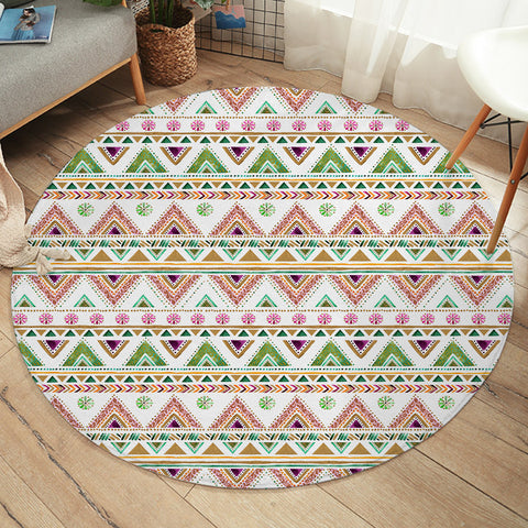 Image of Shade of Pink & Green Aztec SWYD5189 Round Rug