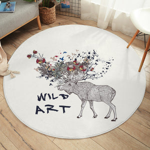 Floral Deer Sketch Wild Art SWYD5192 Round Rug