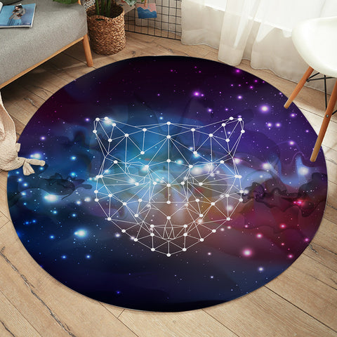 Image of Panther Geometric Line Galaxy Theme SWYD5198 Round Rug