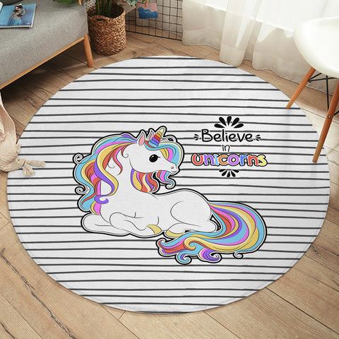 Image of Cute Colorful Unicorn Stripes  SWYD5199 Round Rug