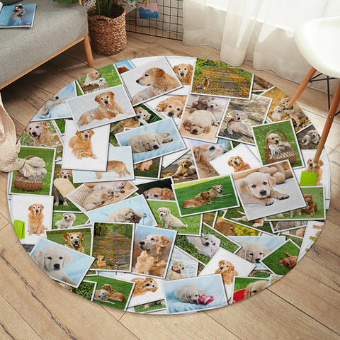 Image of Golden Retriever Pictures SWYD5237 Round Rug