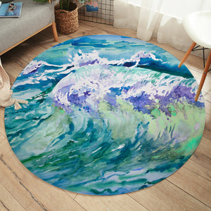 Watercolor Blue Waves Japanese Art  SWYD5246 Round Rug
