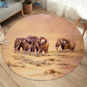 Watercolor Elephants In Desert  SWYD5253 Round Rug