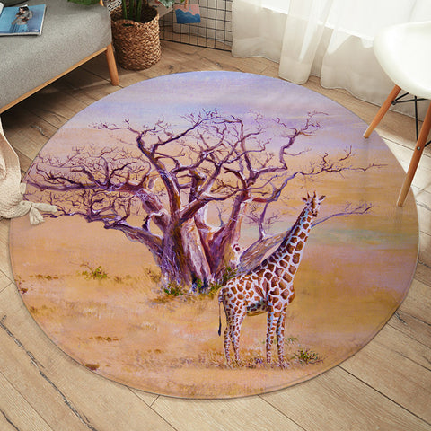 Image of Watercolor Real Giraffe  SWYD5254 Round Rug