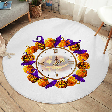 Image of Halloween Pumpskin Clock SWYD5256 Round Rug