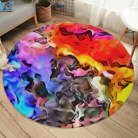 Colorful Waves Watercolor SWYD5259 Round Rug