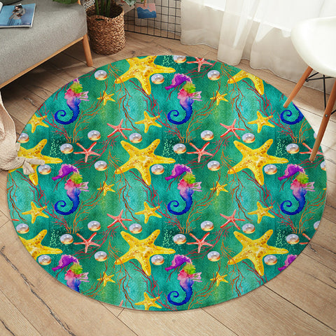 Image of 2-Tone Gradient Blue Red Butterfly Navy Theme SWYD5329 Round Rug