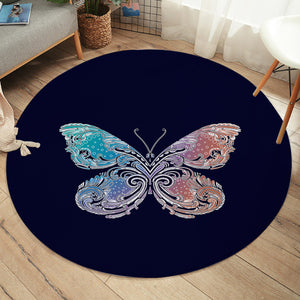 2-Tone Gradient Blue Red Butterfly Navy Theme SWYD5329 Round Rug