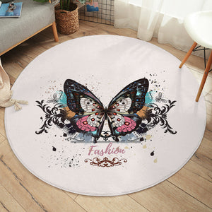 Fashion Butterfly White Theme SWYD5330 Round Rug