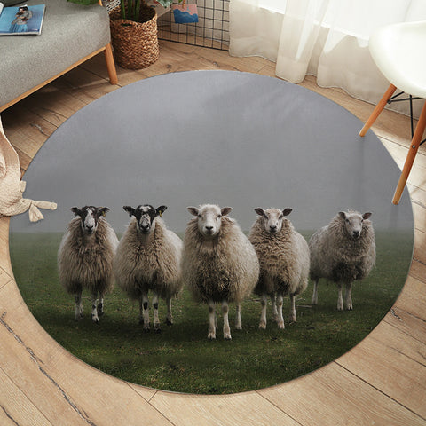 Image of Five Standing Sheeps Dark Theme  SWYD5332 Round Rug