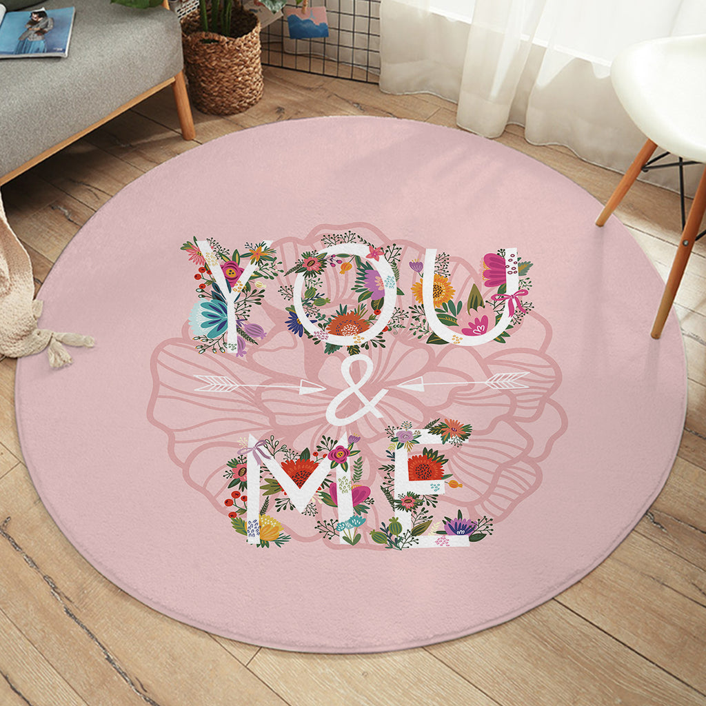 Floral You And Me Pink Theme SWYD5446 Round Rug