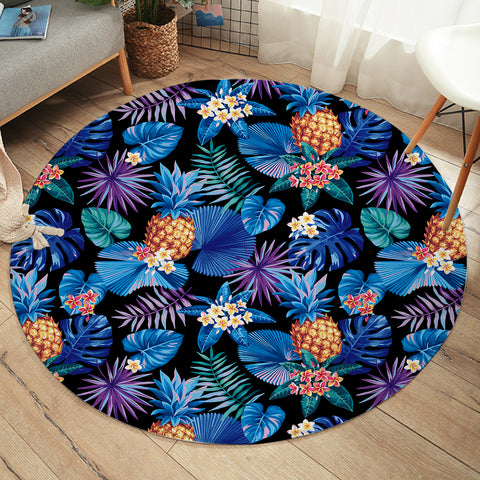 Image of Blue Tint Tropical Leaves  SWYD5452 Round Rug