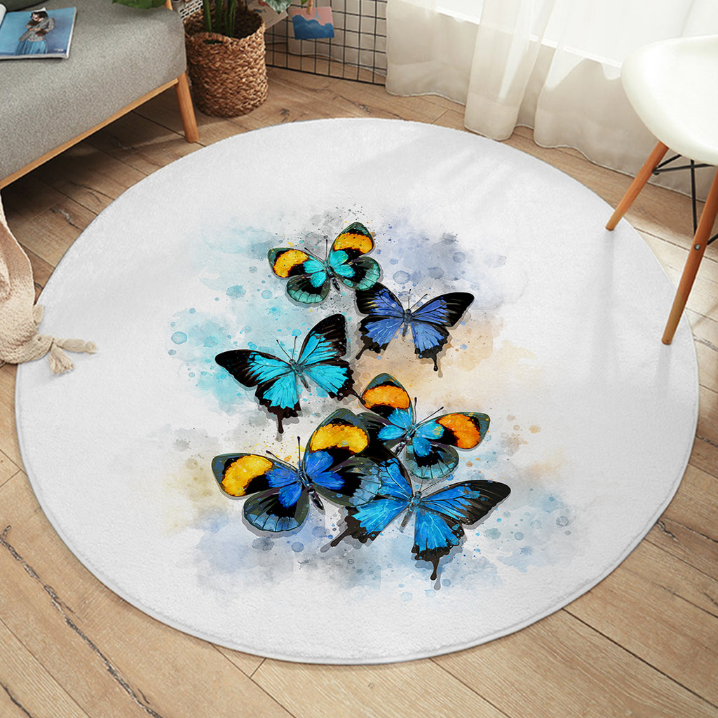 Blue Tint Butterflies SWYD5461 Round Rug
