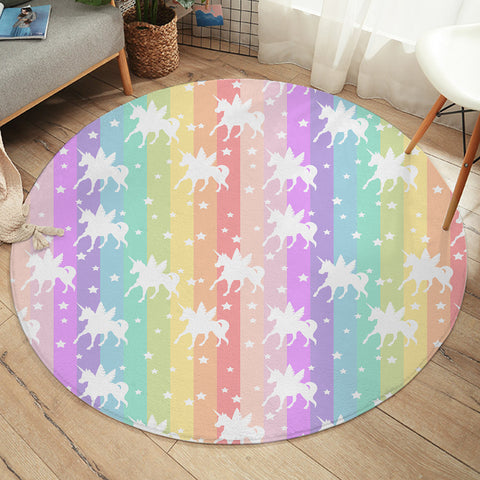 Image of Unicorns Pastel Stripes SWYD5462 Round Rug