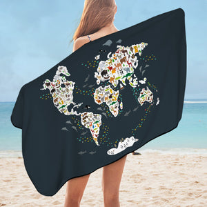 World Map SWYJ0530 Bath Towel