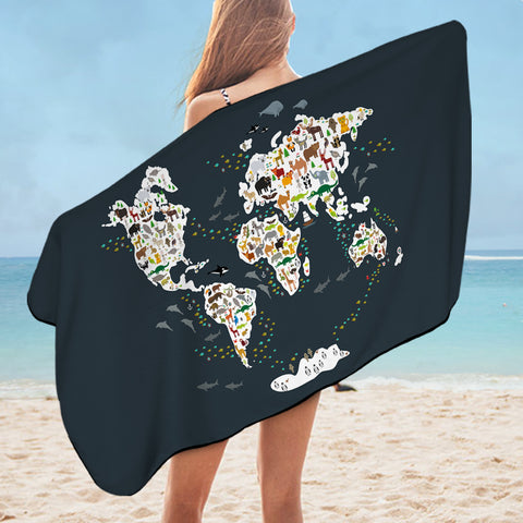 Image of World Map SWYJ0530 Bath Towel