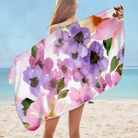 Image of Watercolored Flowers SWYJ0628 Bath Towel