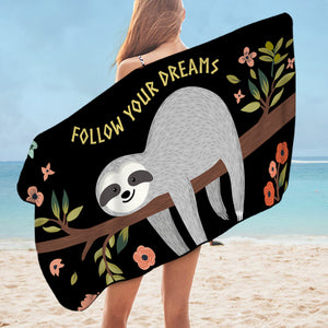 Follow Your Dream Sloth SWYJ0656 Bath Towel