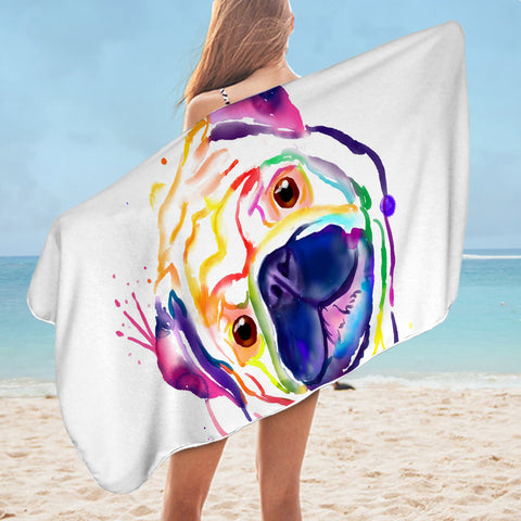 Image of Colorful Pug SWYJ0669 Bath Towel