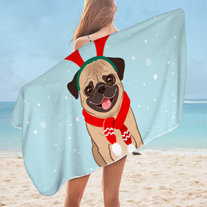 Christmas Pug SWYJ0678 Bath Towel