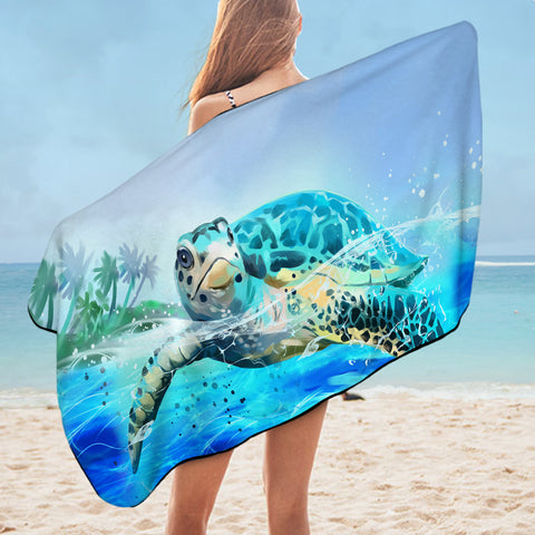 Image of Turquoise Turtle SWYJ0086 Bath Towel