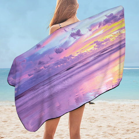 Image of Purple Beach Sunset SWYJ1387 Bath Towel