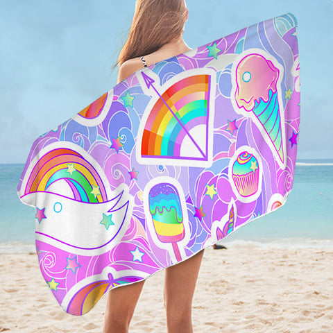 Image of Rainbow Themed SWYJ1555 Bath Towel