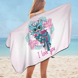I Love You - Floral Owl SWYJ3344 Bath Towel