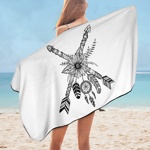 Image of Floral Dreamcatcher & Arrows SWYJ3350 Bath Towel