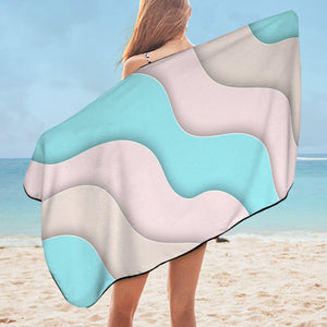 White & Mint Waves SWYJ3355 Bath Towel