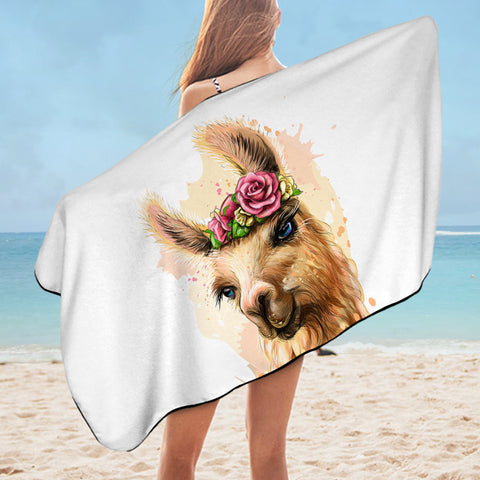 Image of Flower Brown Female Alpaca SWYJ3360 Bath Towel