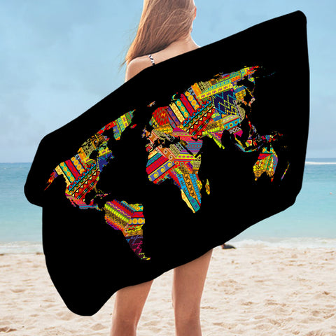 Image of Colorful Aztec Map SWYJ3370 Bath Towel