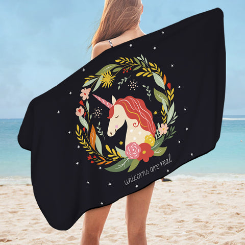 Image of Colorful Floral Unicorn Are Real  SWYJ3378 Bath Towel