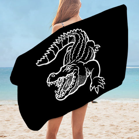 Image of Crocodile Sketch SWYJ3382 Bath Towel