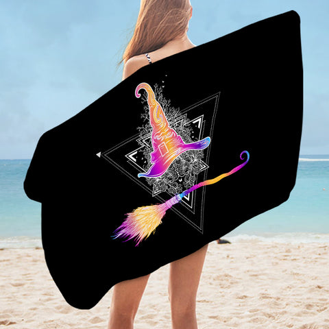 Image of Colorful Gradient Witch Hat Dreamcatcher  SWYJ3384 Bath Towel