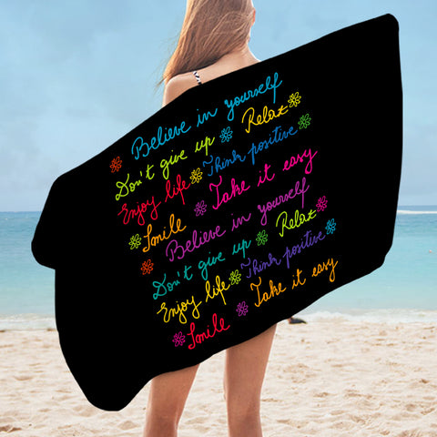 Image of Colorful Believe In Yourself Text  SWYJ3387 Bath Towel