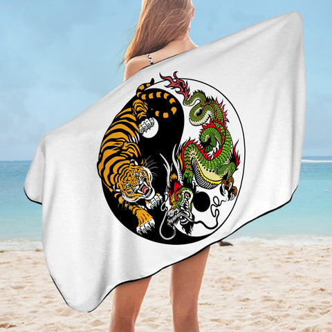 Image of Asian YinYang Tiger & Dragon SWYJ3460 Bath Towel