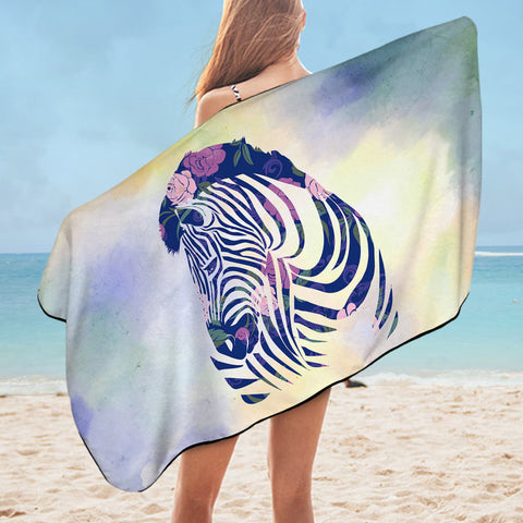 Image of Floral Pink&Purple Zebra SWYJ3466 Bath Towel