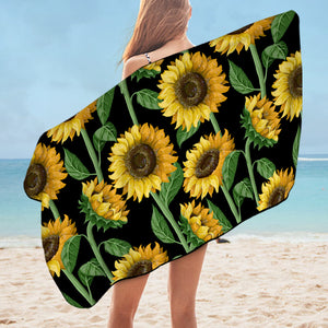 Sunflower Monogram Black Background SWYJ3472 Bath Towel