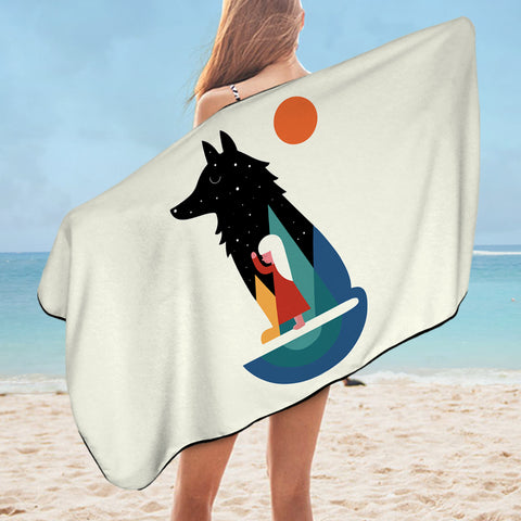Image of Girl in Wolf Illustration SWYJ3482 Bath Towel