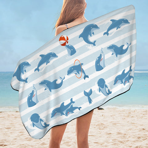 Image of Stripe Playing Dolphin SWYJ3485 Bath Towel