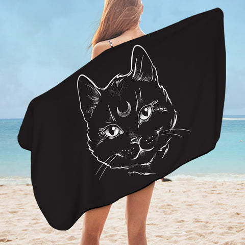 Image of B&W Moon Cat SWYJ3651 Bath Towel