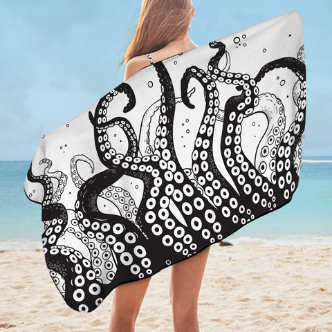 Image of B&W Octopus's Tentacles SWYJ3654 Bath Towel