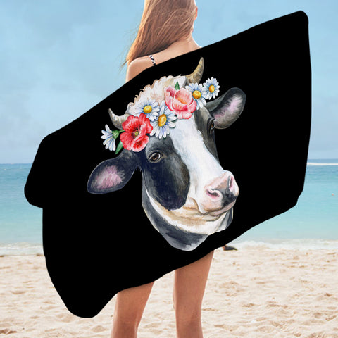 Image of Floral Dairy Cattle SWYJ3663 Bath Towel