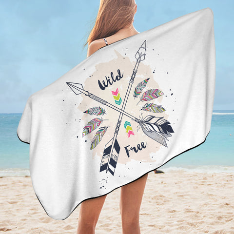 Image of Wild & Free Pink Feather & Arrows SWYJ3670 Bath Towel