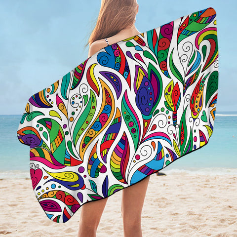 Image of Multicolor Aztec Pattern on Feather SWYJ3681 Bath Towel